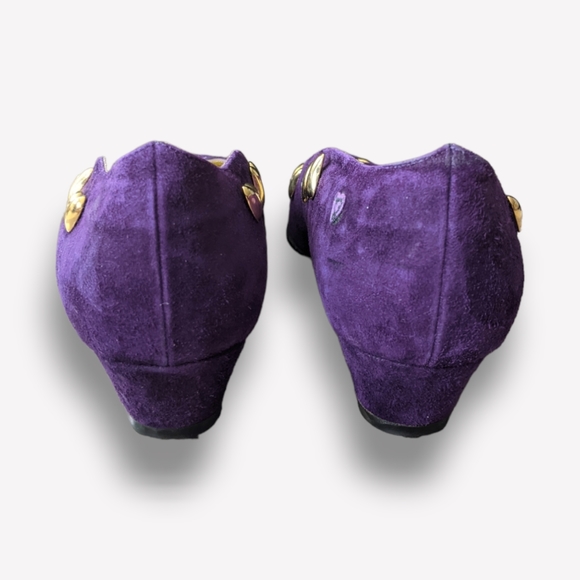 Escada Purple Suede Block Heel Pumps, 7 - Picture 7 of 10